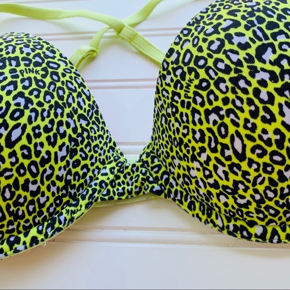 PINK 34C Neon Leopard Print Wear Everywhere Bra - Picture 2 of 5